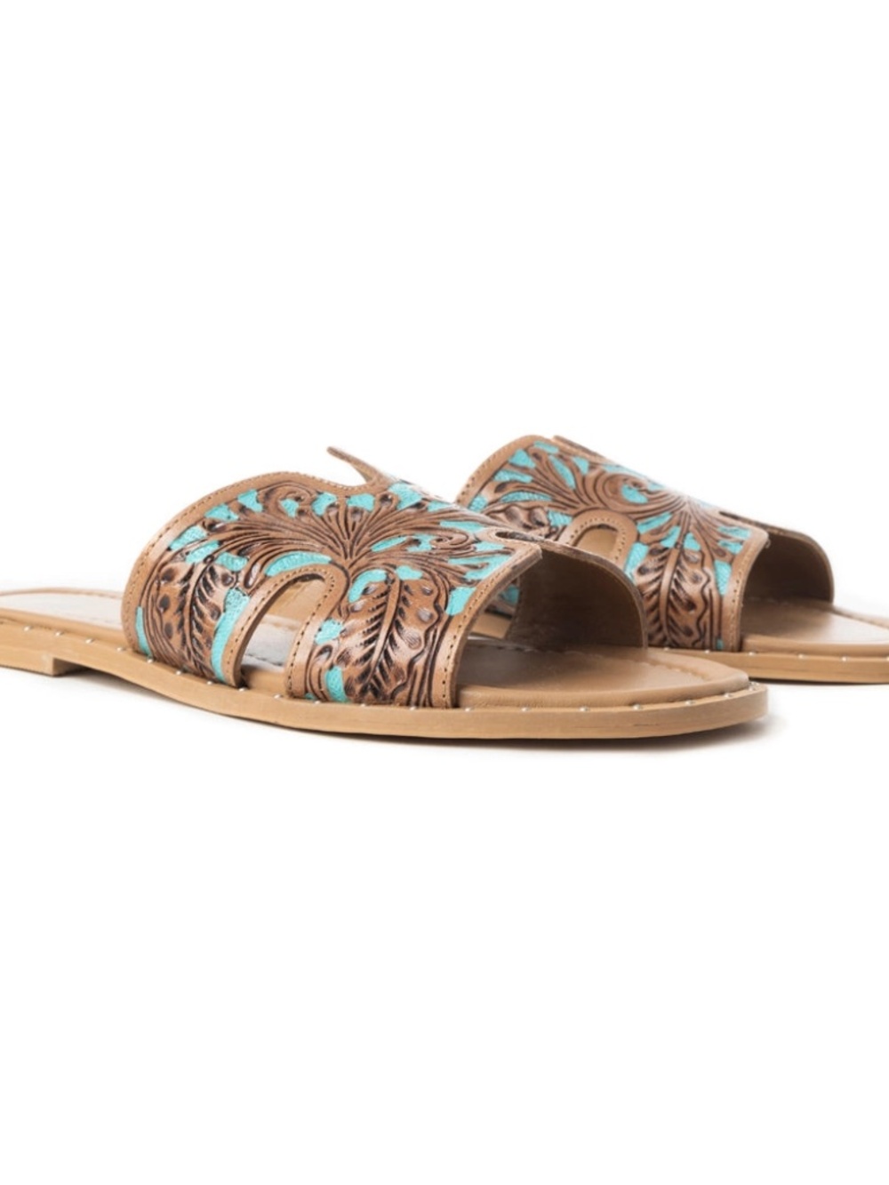 NWT Carmina Anne Western Leather Tooled Sandals - Picture 6 of 8